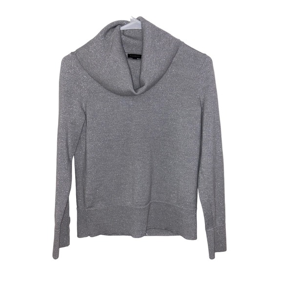 Talbots Women's Sweater Cowl Neck Wool Blend Knit Silver Metallic Size Small - Picture 1 of 10